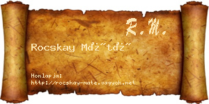 Rocskay Máté névjegykártya